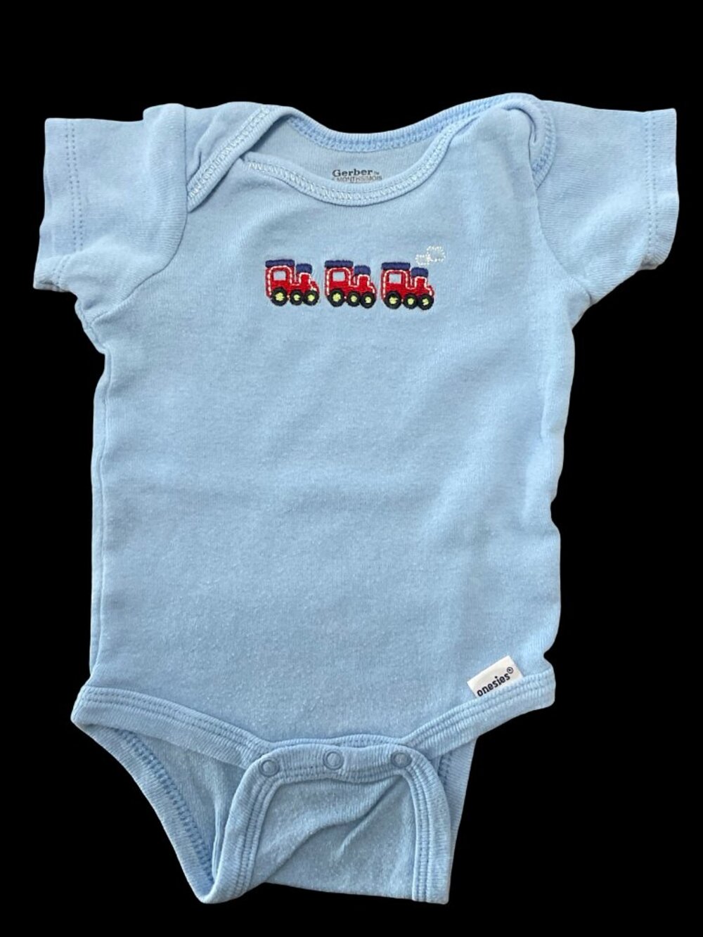 🌻10/$25 - Blue Onesie w/ Train Embroidery